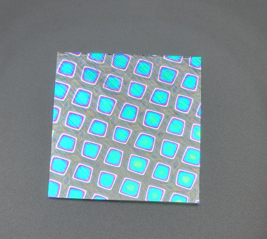 2x2" 90 COE Square 3 Rainbow on CLEAR Dichroic Glass-