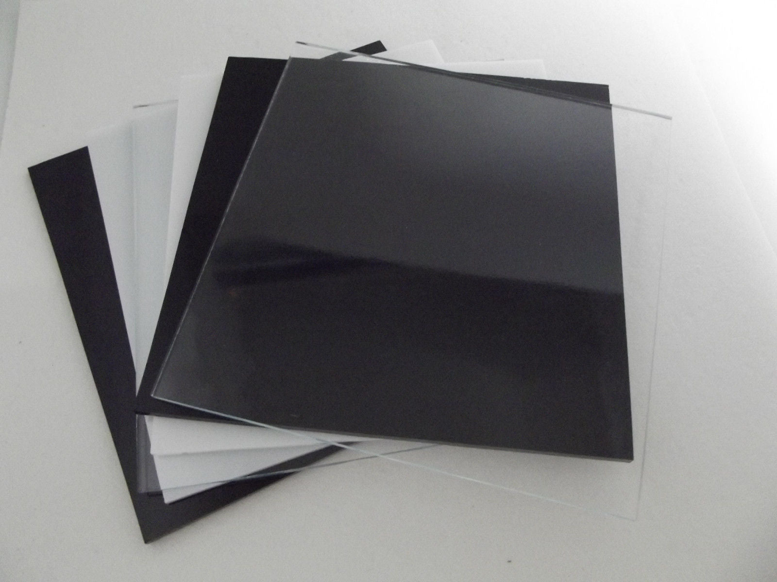 6 Pieces 6x6" Oceanside Compatible 96 COE Black & White Opal & Clear Glass Sheets Pack Studio Stock Up- 