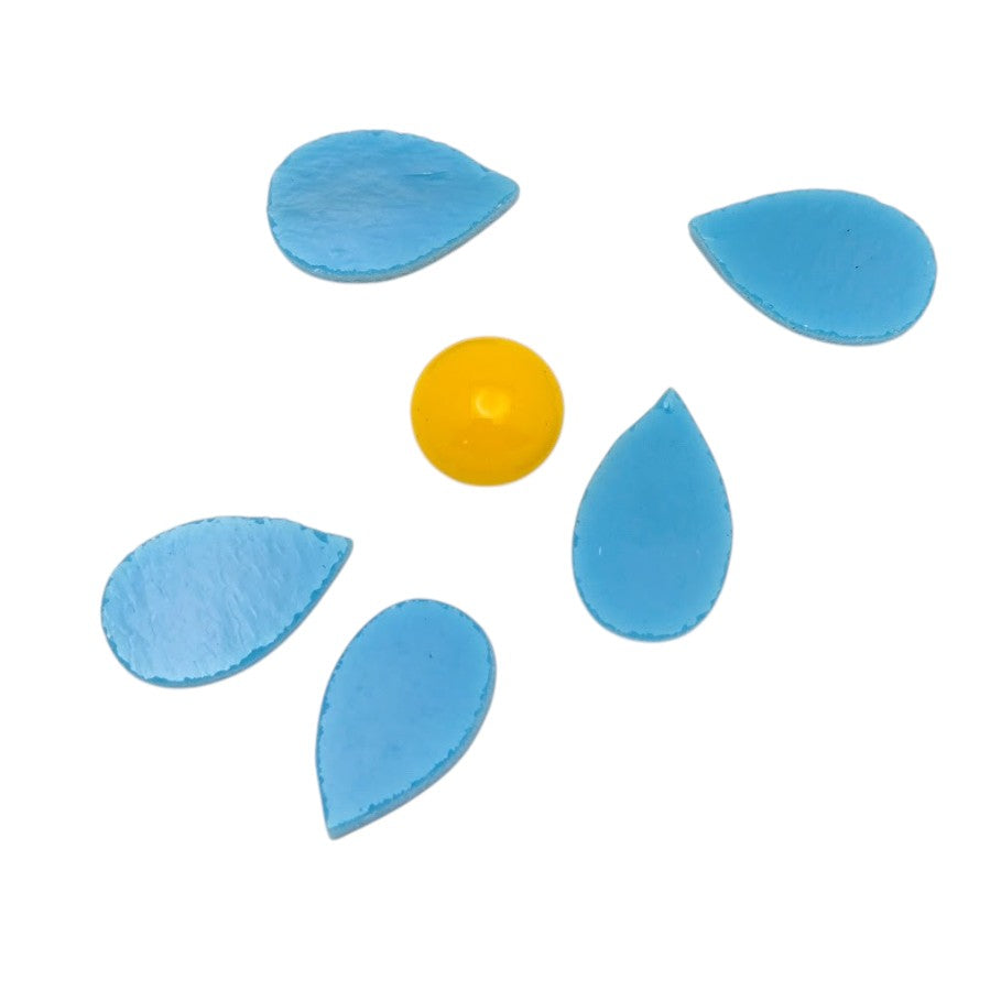 Sale! Turquoise Opal 96 COE Five Petal Flower Glass Precuts for Fusing Supplies- 