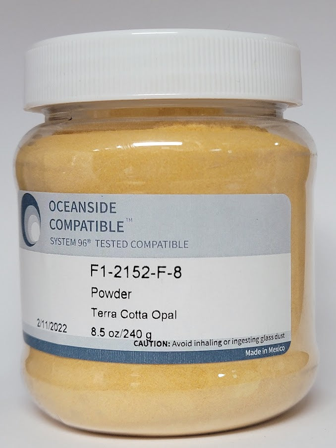 F1 2152 Terra Cotta Opal POWDER 96 COE Frit 8.5 oz Jar Glass Fusing Supplies System 96 OGT- 