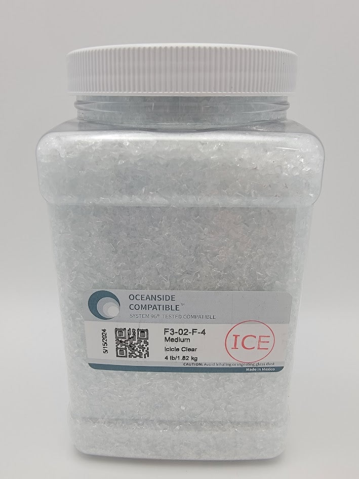 03 02 Icicle Clear Medium Four Pounds 96 COE Glass Frit Oceanside Compatible- 