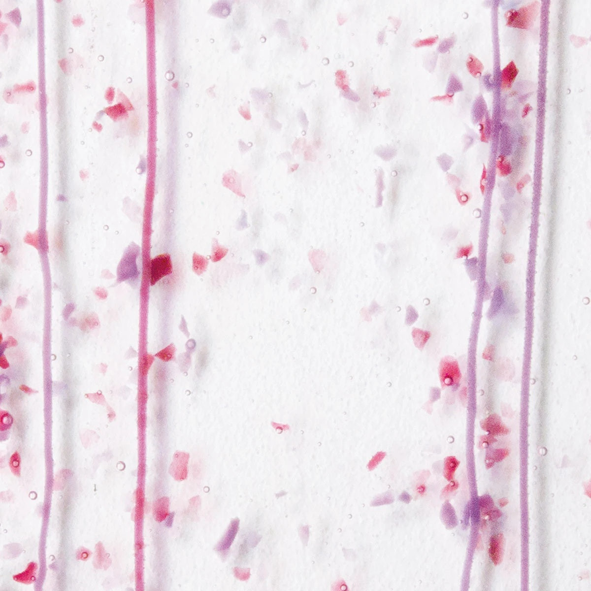 4234 Cranberry and Purple Frit, Cranberry and Purple Streamers Clear Base Collage Bullseye 90 COE Glass Sheet 10x10" 90COE Fusible- 