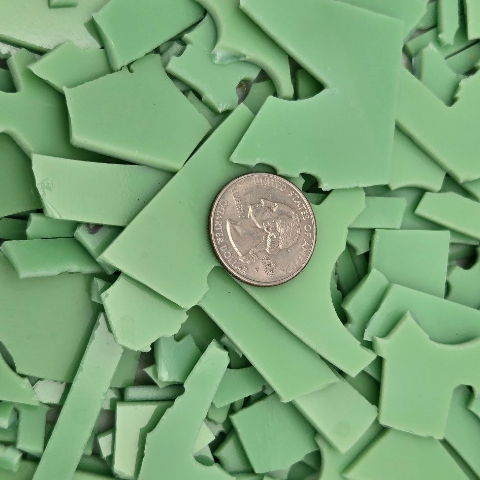 222.72 Pastel Easter Green 96 COE Scrap Glass 8 ounce Package 96COE Sheet- 