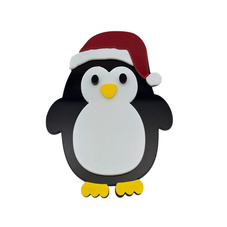 Penguin with Santa Hat Extra Large 96 COE Precut Glass Cluster Fusing 96COE- 