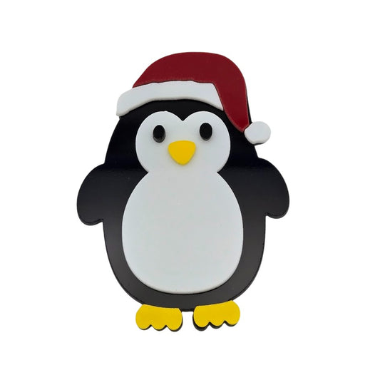 Penguin with Santa Hat Extra Large 96 COE Precut Glass Cluster Fusing 96COE- 