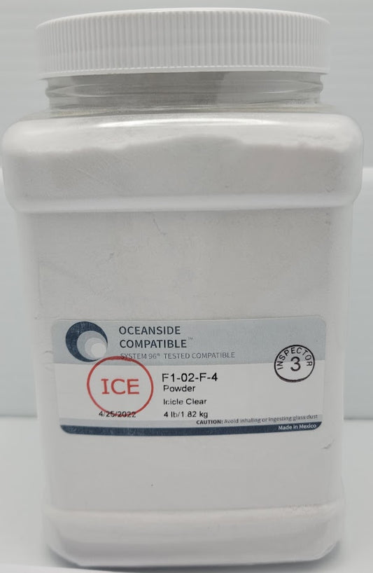 F1 02 Four Pounds Icicle Clear Powder System 96 COE Glass Frit Oceanside Compatible-