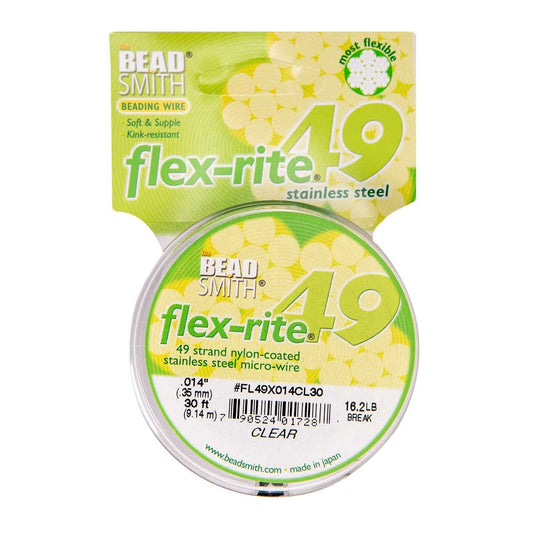 Stainless Steel CLEAR .014" 49 Strand 30' BEADSMITH FLEX-RITE Bead Wire FLEXRITE- 