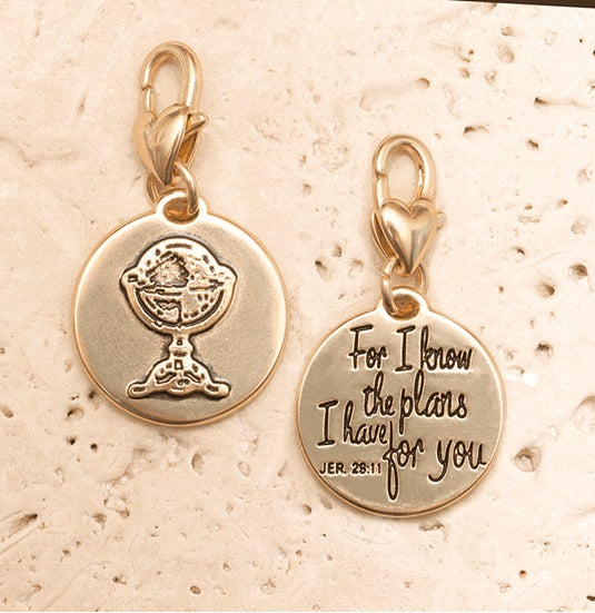 For I Know the Plans I Have For you 2-sided Charm Amanda Blue Bible Verse Clip- 