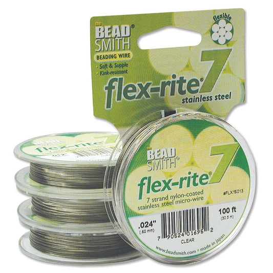 Stainless Steel CLEAR .024" 7 Strand 100' BEADSMITH FLEX-RITE Wire FLEXRITE- 