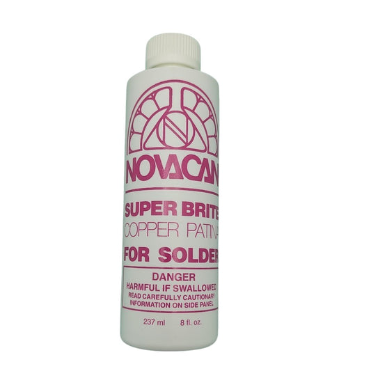 Full Size PATINA FOR STAINED GLASS Novacan Copper for Solder Lead 8 ounces- 