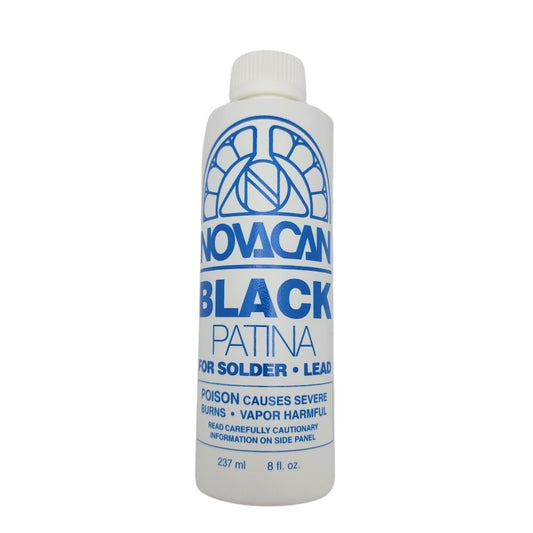 8 Ounce PATINA FOR STAINED GLASS Novacan BLACK for Solder Lead CHEMICALS ORMD- 