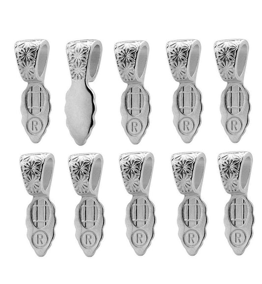 Bails Aanraku LEAVES Sterling Silver Plated LARGE Ten Pieces Fusing Supplies Glue On- 