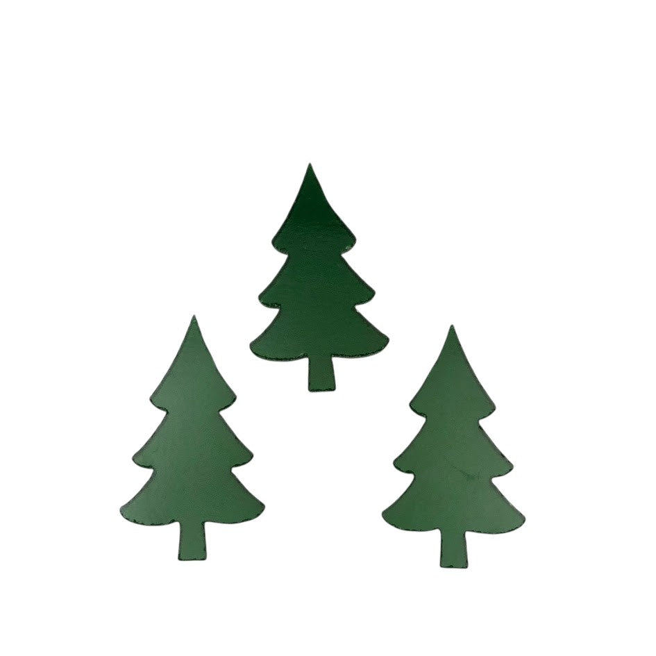 96 COE Tall Mini Trees Set of THREE Glass Precut Transparent Green 1 x 1.75"- 