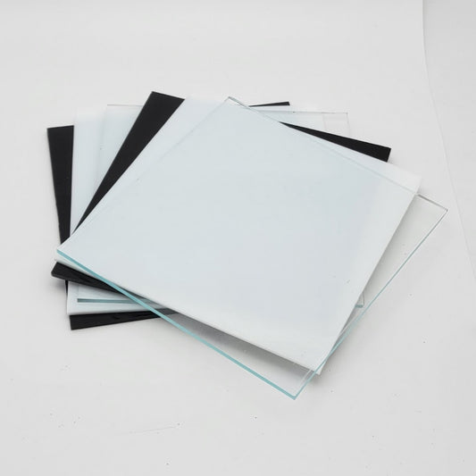 6 Pieces 6x6" Oceanside Compatible 96 COE Black & White Opal & Clear Glass Sheets Pack Studio Stock Up- 