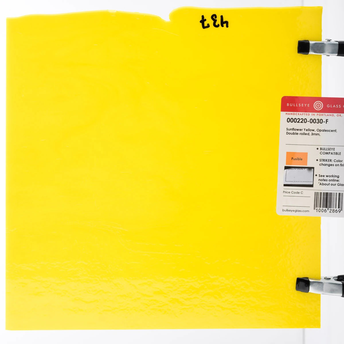 0220 Sunflower Opal Striker Bullseye 90 COE Glass Sheet 10x10" 90COE Fusing- 