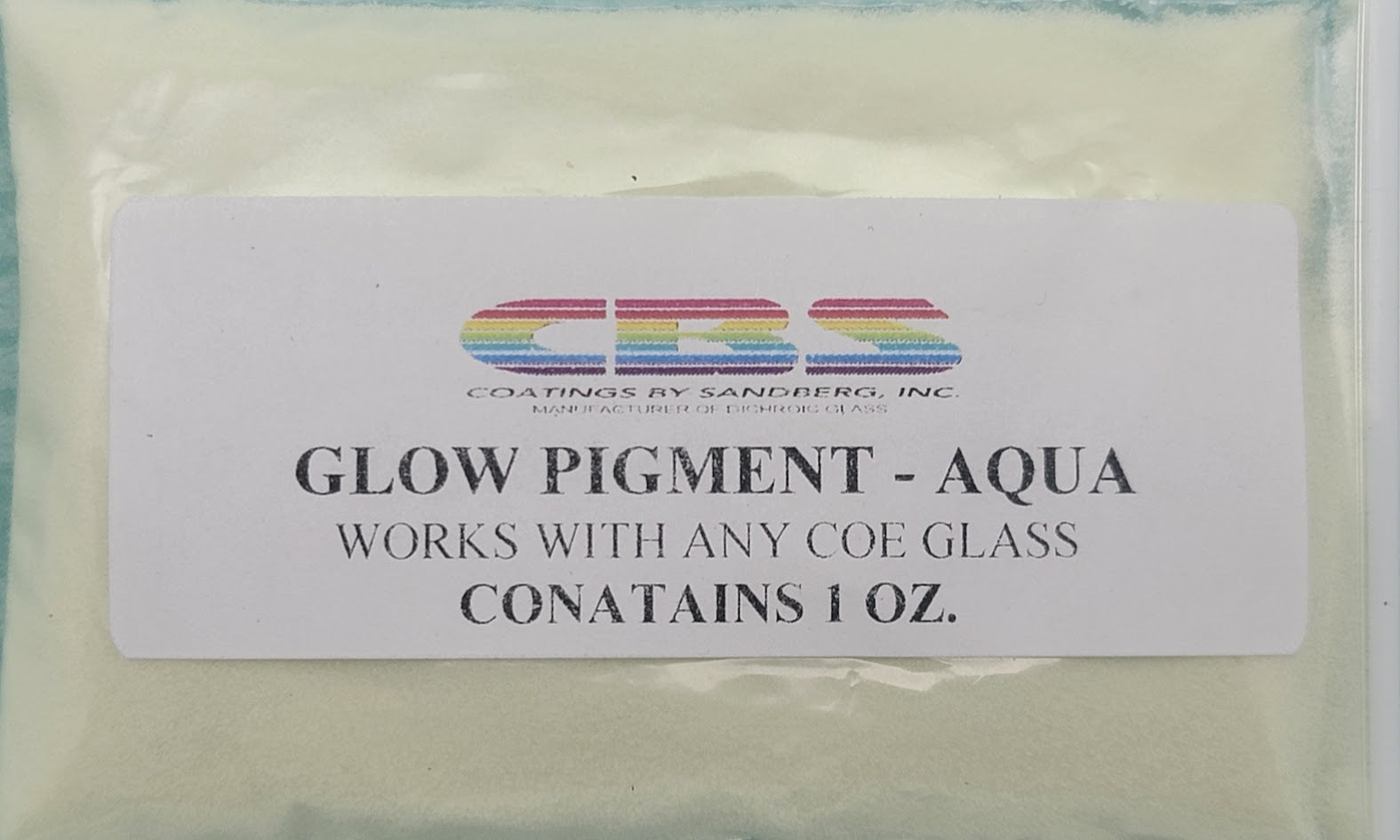 CBS Glow Powder Pigment AQUA works with any COE 90 96 One Ounce Package- 