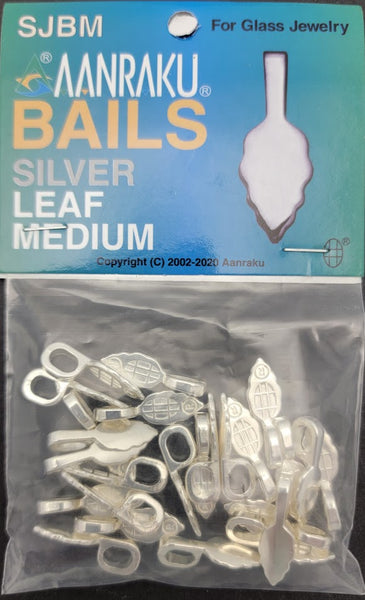 Silver Plated Jewelry Bails MEDIUM New Aanraku 25 Leaf Glue On