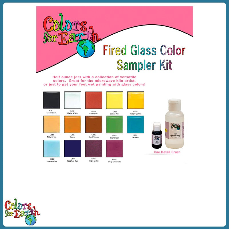 Colors for Earth Fired Glass Colors Sampler Kit Paints for Fusing & Ceramics- 