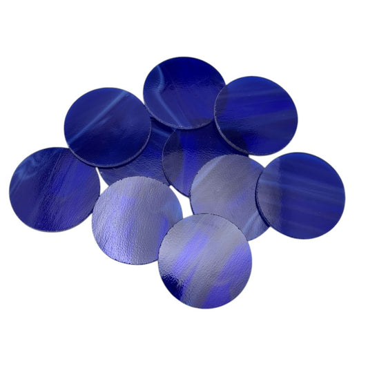 339.6 Dark Blue White Mix ONE 2" Precut 96 COE Glass Circle Fusible Supplies- 