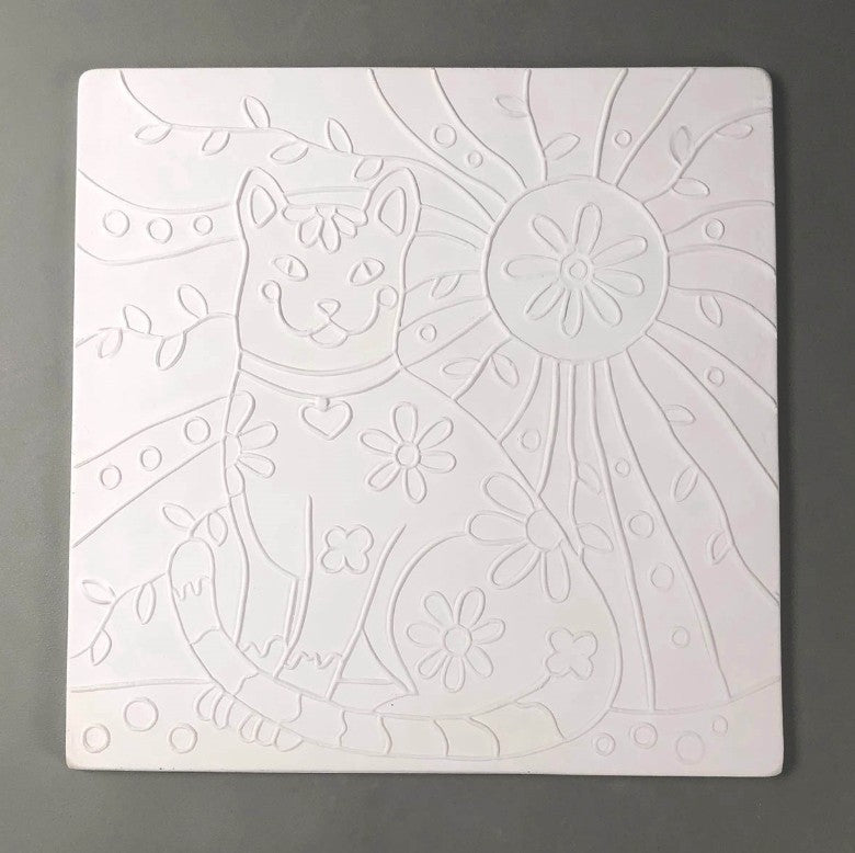 Cat Texture Plate Tile 10" Glass Fusing Mold Creative Paradise DT40 Supplies- 