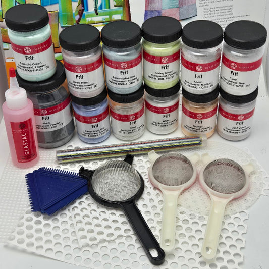 Bullseye 90 COE Paint With Glass Kit Glass Fusing Supplies Frit Stencils Sifters- 
