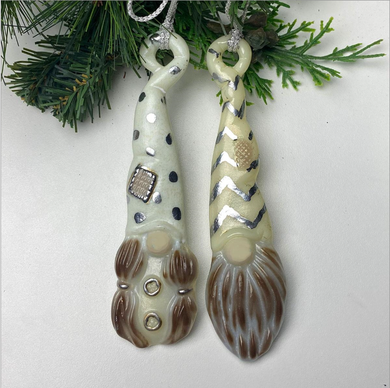 Two Gnome Ornaments Glass Casting Mold Ceramic Little Fritter CPI LF240- 