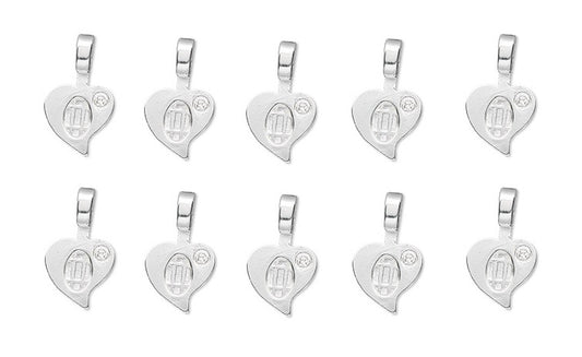 25 Pcs Aanraku HEART BAILS Sterling Silver Plated Small Fusing Supplies Glue On- 