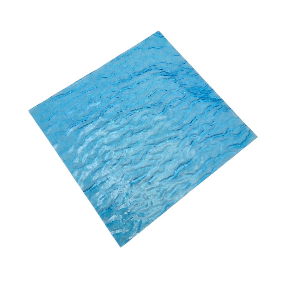 Kokomo Lt. Blue Sky Blue Leans Turquoise Ripple Cathedral 7 by 8 inches or larger Stained Glass- 