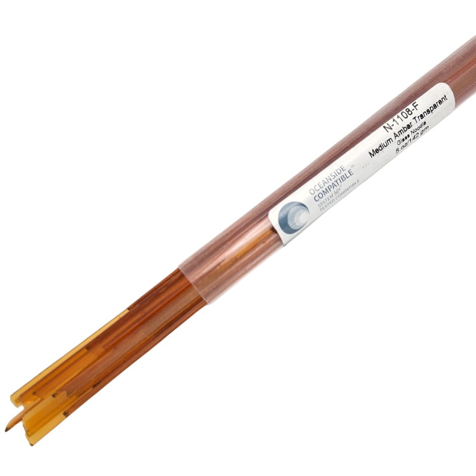 1108 Medium Amber Transparent Noodles System 96 COE Full 5 oz Tube- 