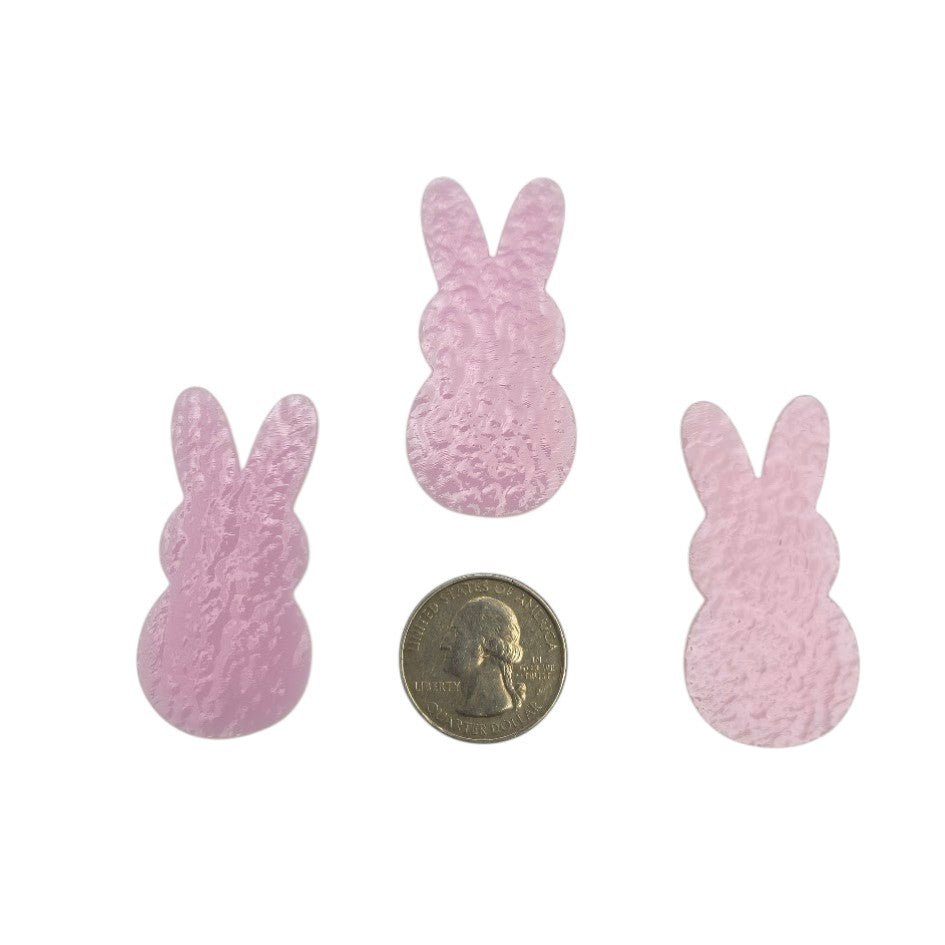 THREE 90 COE 2mm Pink Precut BUNNY Rabbit Easter Glass 1 x 2 inches- 