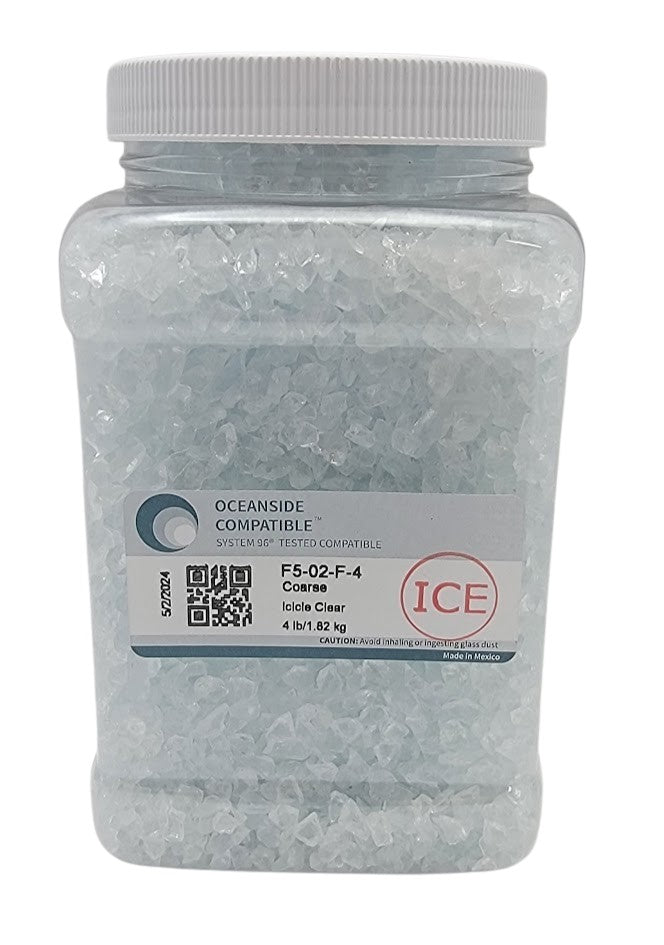 F5 02 Icicle Clear Four Pounds COARSE System 96 COE Glass Frit Oceanside Compatible- 