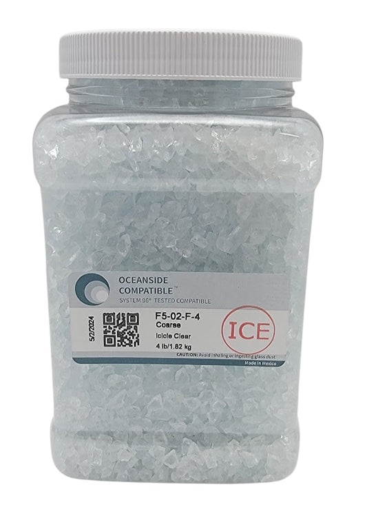 F5 02 Icicle Clear Four Pounds COARSE System 96 COE Glass Frit Oceanside Compatible- 