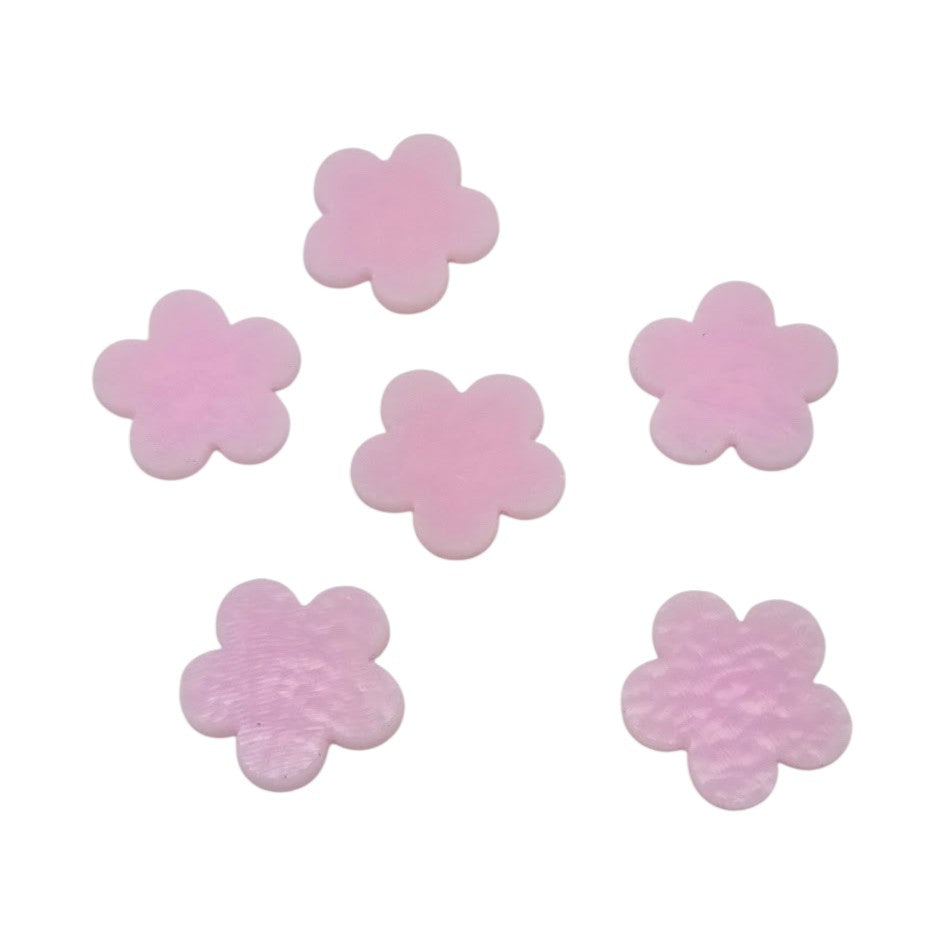 FLAWS Set of Six Pink Opal Happy Flowers 90 COE Bullseye Precut Glass- 
