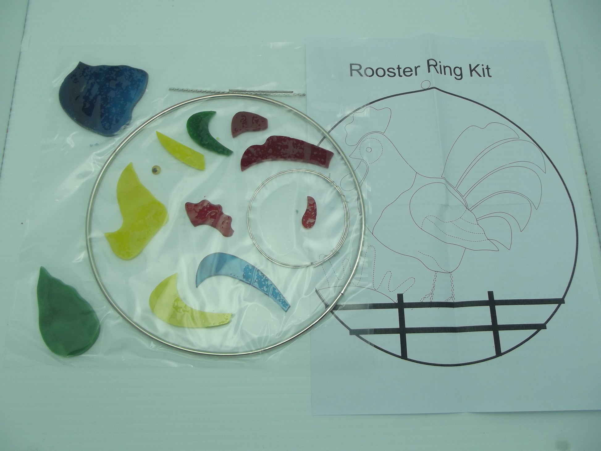 Read Description Kit Adorable ROOSTER RING Pre-Cut Stained Glass 8" Studio One 9044- 