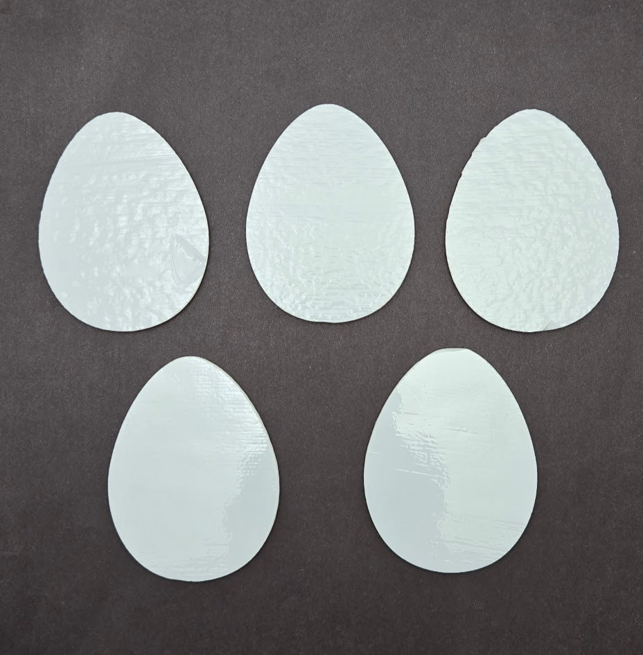 FLAWS Set of Five Eggs 90 COE Bullseye Precut Glass- 
