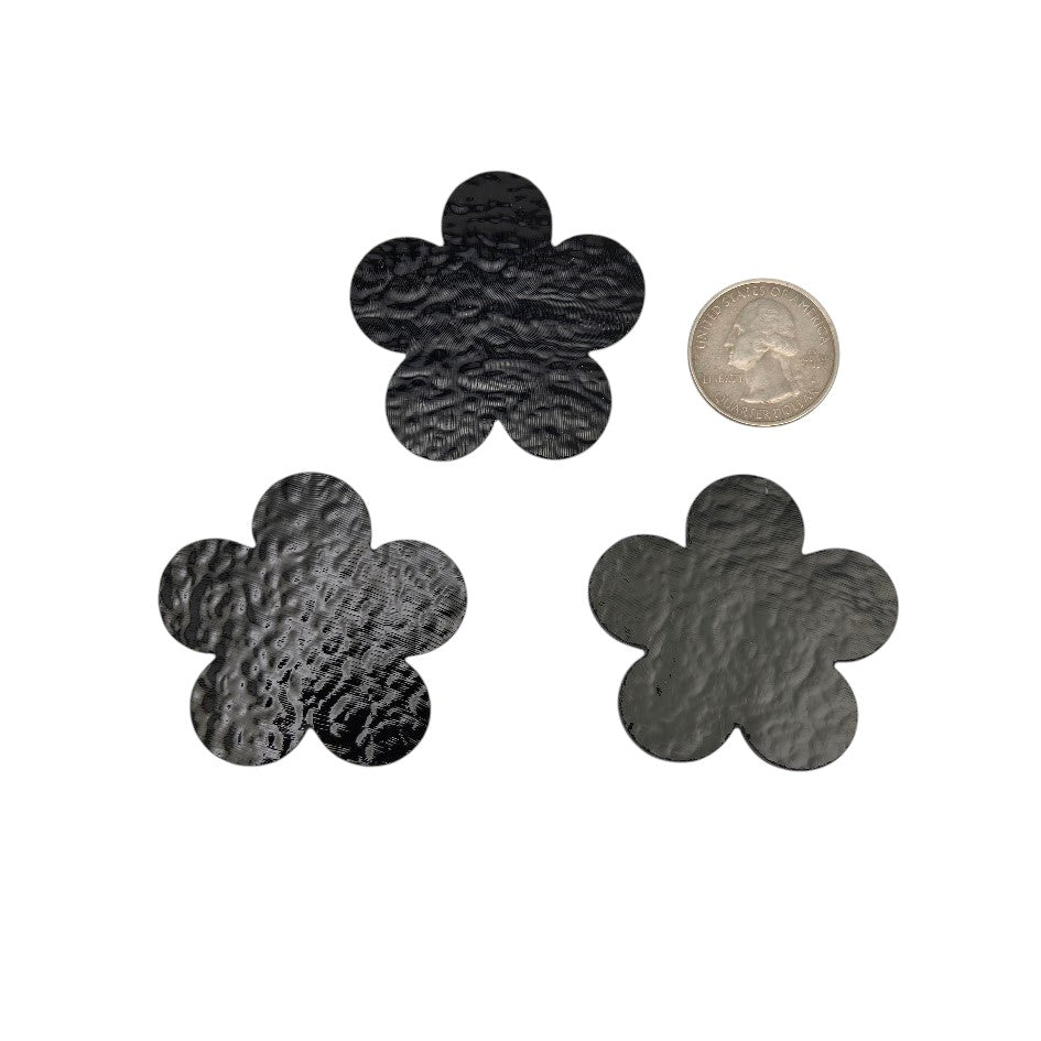 THREE PIECES Black Happy Flowers 90 COE Glass Precut-Size Large