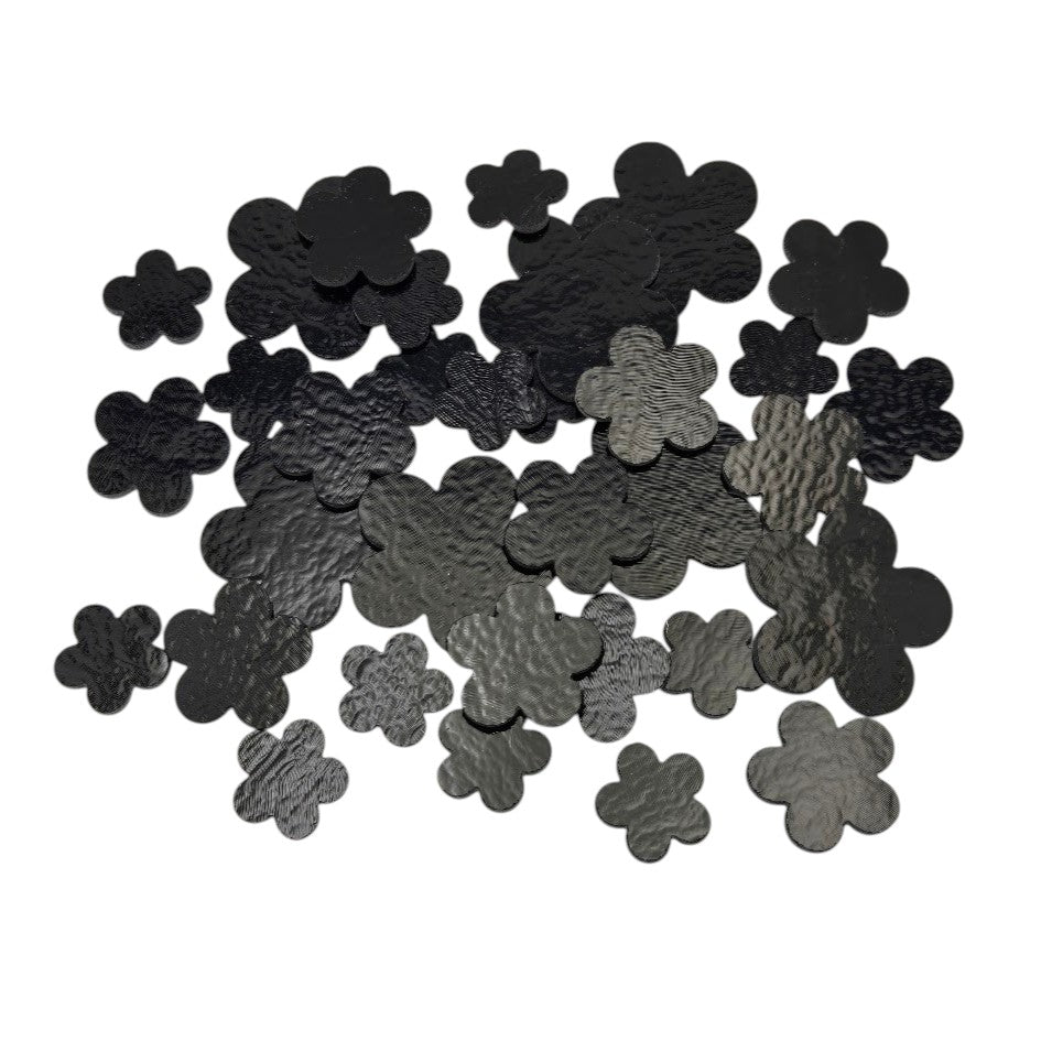 THREE PIECES Black Happy Flowers 90 COE Glass Precut- 
