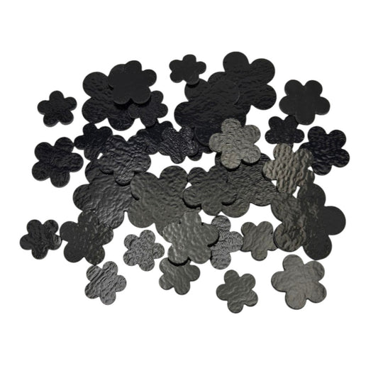 THREE PIECES Black Happy Flowers 90 COE Glass Precut- 