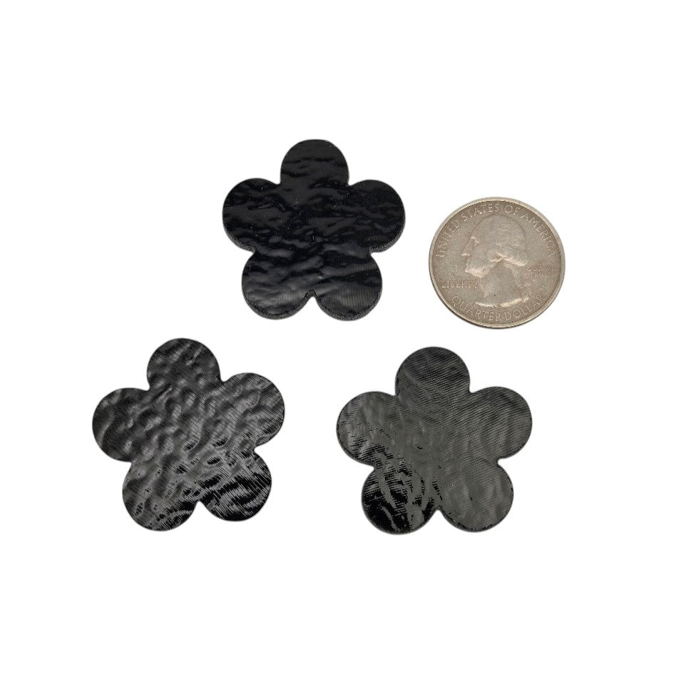 THREE PIECES Black Happy Flowers 90 COE Glass Precut-Size Medium