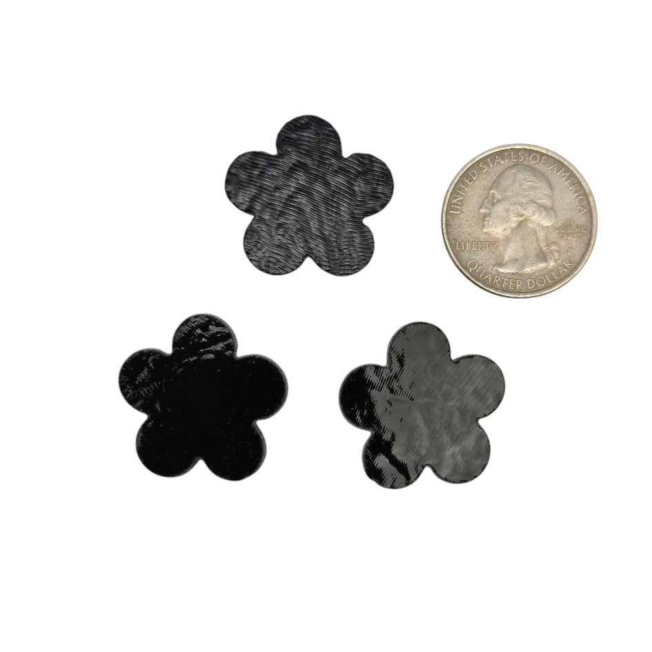 THREE PIECES Black Happy Flowers 90 COE Glass Precut-Size Small