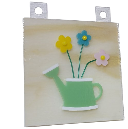 White Watering Can 90 COE Precut Glass Cluster for Fusing- 