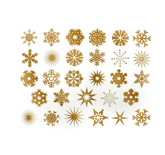 Snowflakes Gold Fuse Art Decals for Glass Fusing 5.25 x 4 inch sheet- 