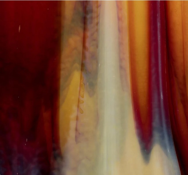 2250 Striker Deep Red Soft Yellow Opal Mix Bullseye 90 COE Glass Sheet 10x10" 90COE Fusible- 
