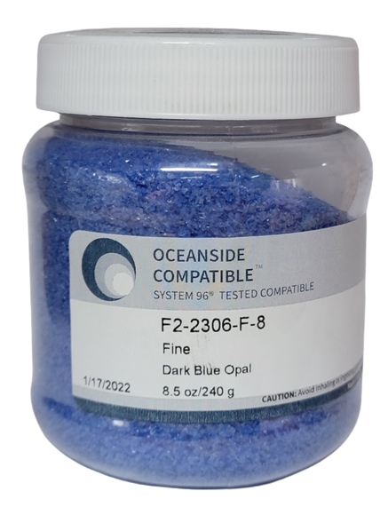 F2 2306 96 Dark Blue Opal FINE Frit 8.5 oz Jar 96 COE- 