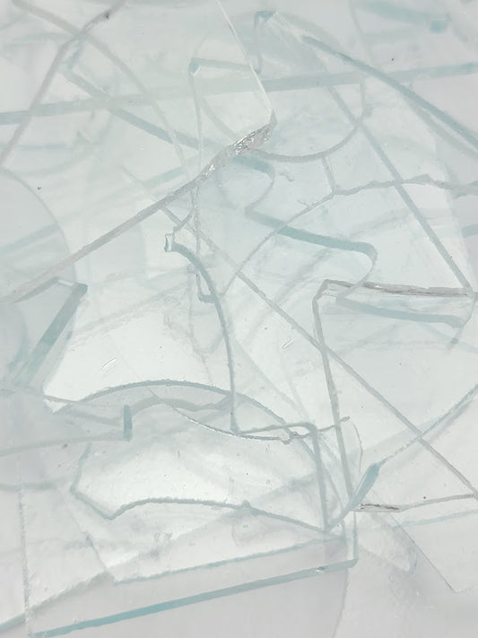 100 Clear 96 COE Scrap Glass Five Pound Package 96COE Sheet- 