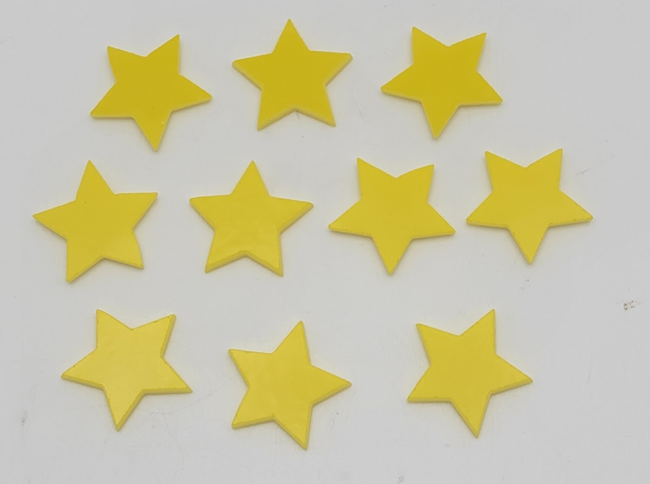 Ten 1 inch Stars Yellow Opal Precut 96 COE Glass- 