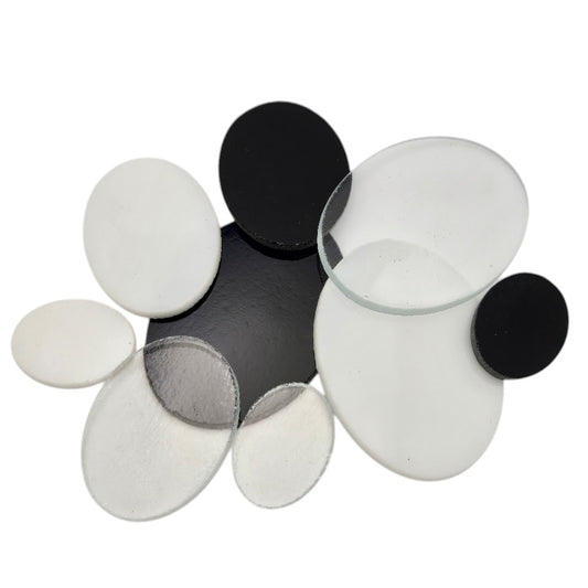 3 or 6 OVALS 96 COE Precut Glass 1" 1 1/2" 2" Black or White or Clear Fusing Supplies- 