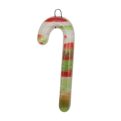 Best Seller! 1 or 3 Fused Glass FIESTA Candy Cane Christmas Ornament Handmade 3.7 inches tall-Quantity One Candy Cane Ornament