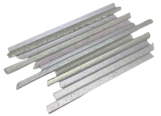 One Only 104 COE Dichroic Strips Three Ounce Package of Pinks & Silvers on Clear- 