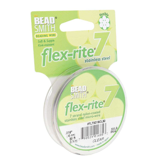 Stainless Steel CLEAR .018" 7 Strand 30' BEADSMITH FLEX-RITE Bead Wire FLEXRITE- 